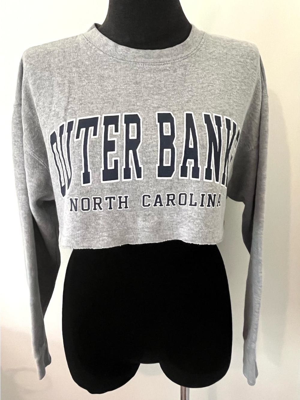 Outer Banks North Carolina Grey Cropped Long-Sleeve Top